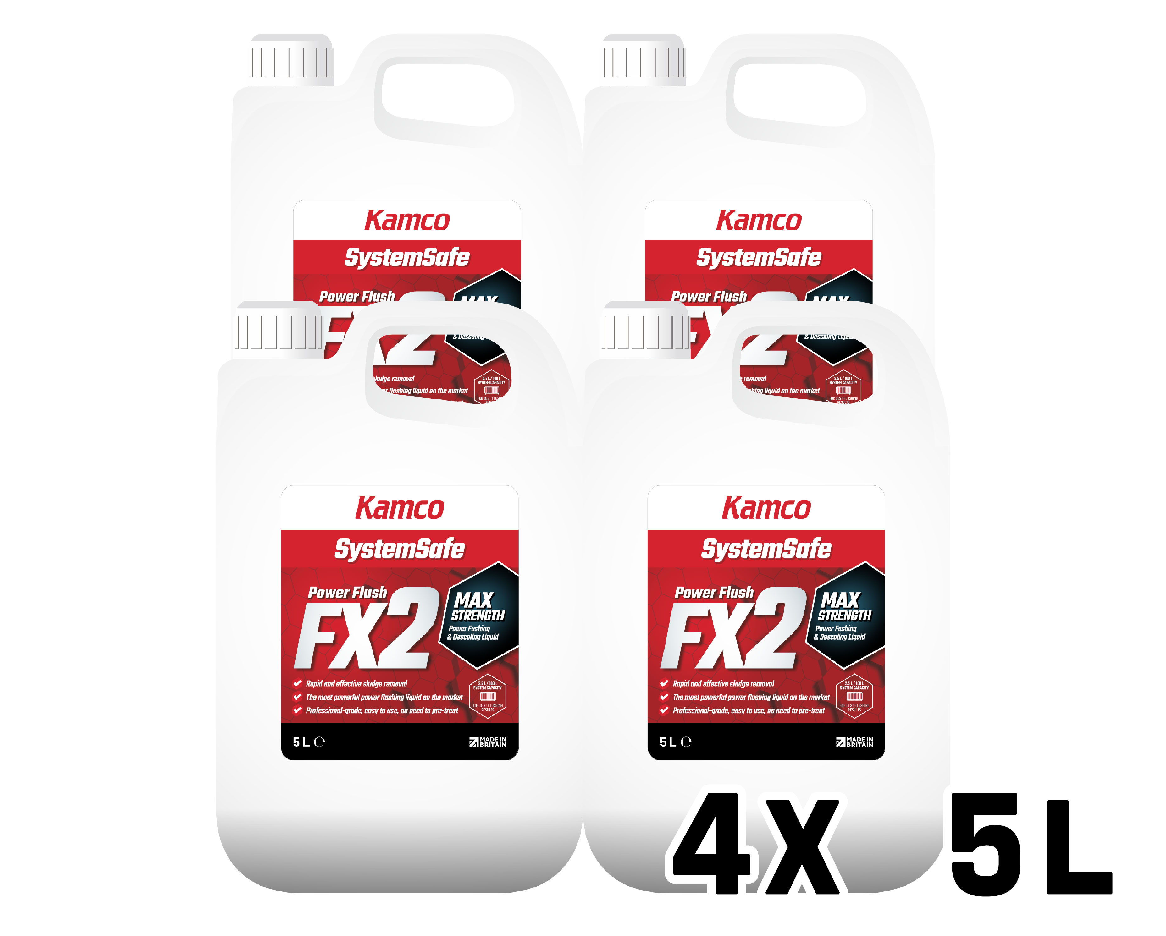 FX2 Power Flushing Liquid carton of 4 x 5 Litre packs